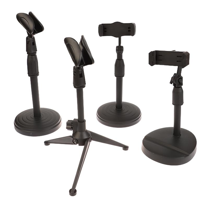 Adjustable Microphone Stand Desktop Tripod Mini Portable Mic Stand Holder Mic Clip Holder Bracket Lightweight For Live