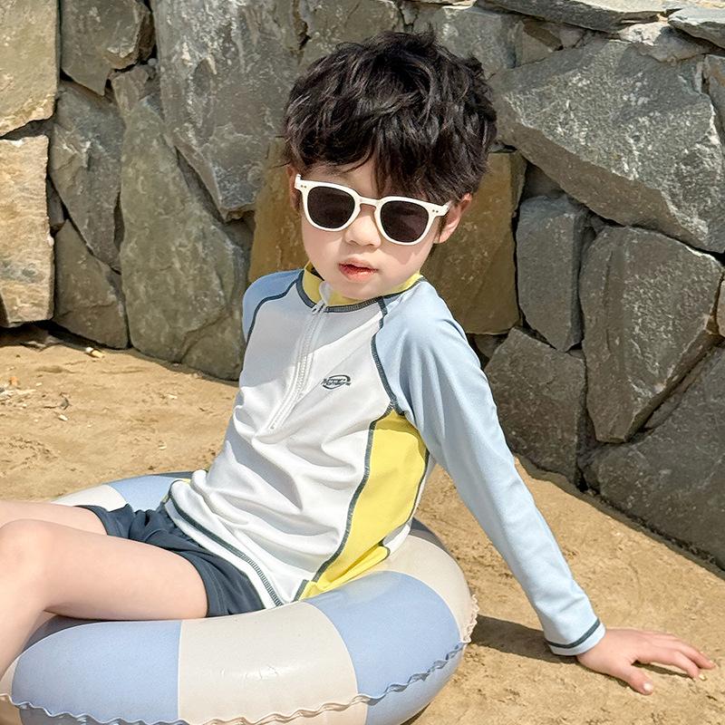 

Новый двухцветный раздельный купальник для мальчиков для пляжа и горячих источников 130 cm