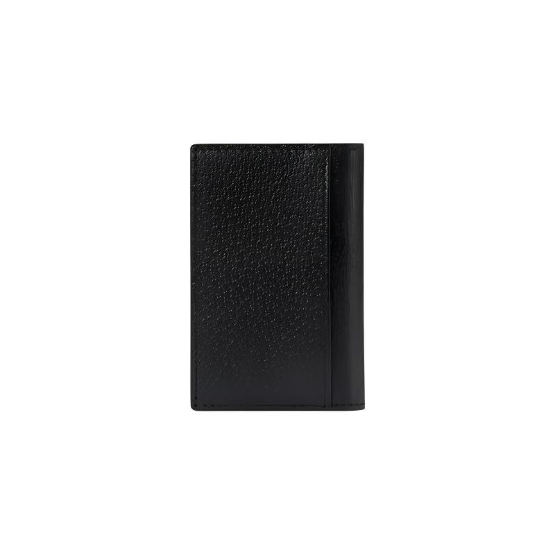 Gucci Bold letter G details leather card holder men's black