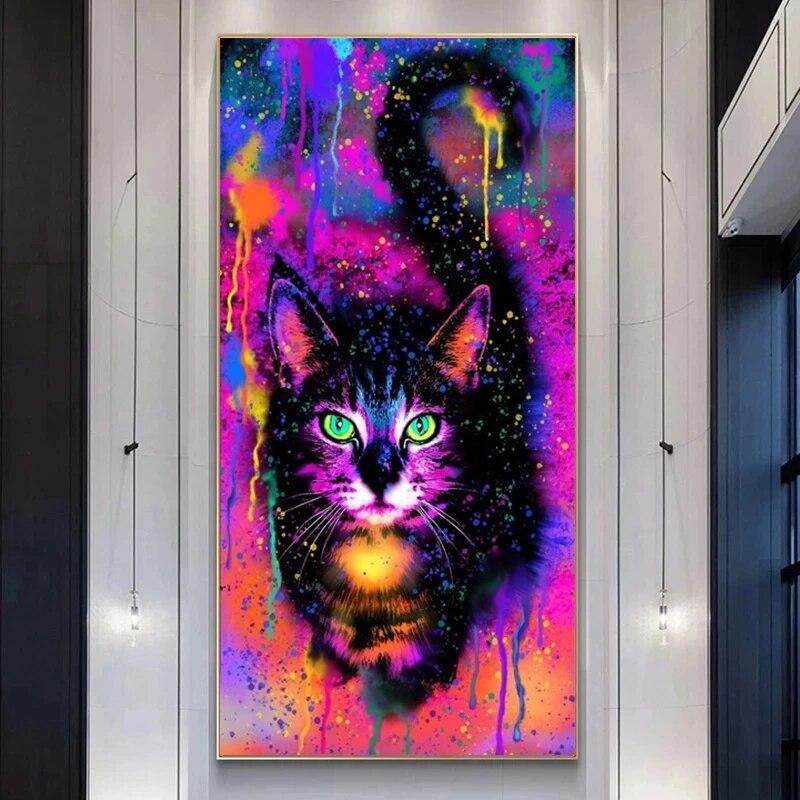 Modern Rock Graffiti Animal Cat Posters and Prints Canvas Painting Wall Art Picture for Living Room Nordic Mural Home Decoration No Frame