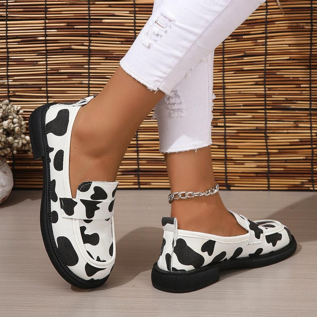 Wear Thick Soled Cow Print Soft Surface Lightweight and Comfortable Women's Single Shoes for Outerwear