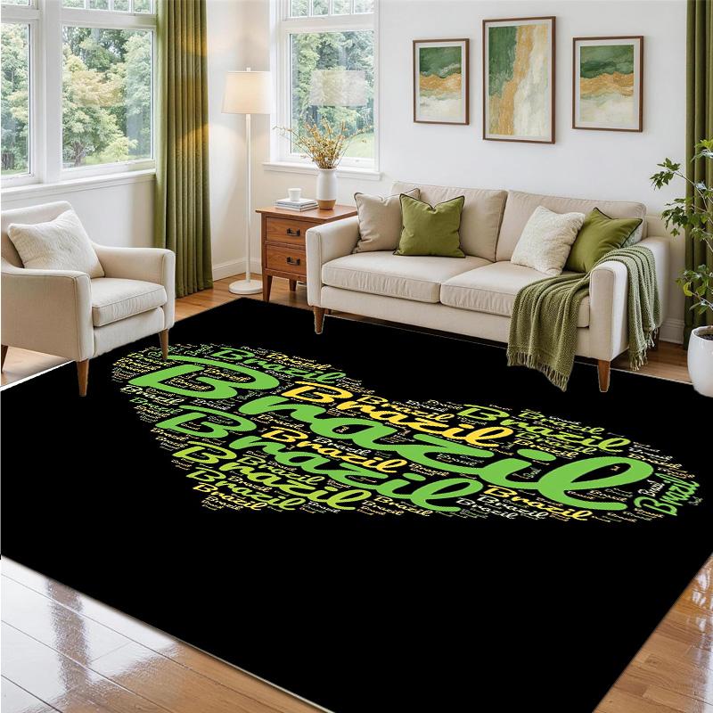 Brazil national football team Design Crystal Velvet Rug Soft Decorative Mat for Bedroom Entrance