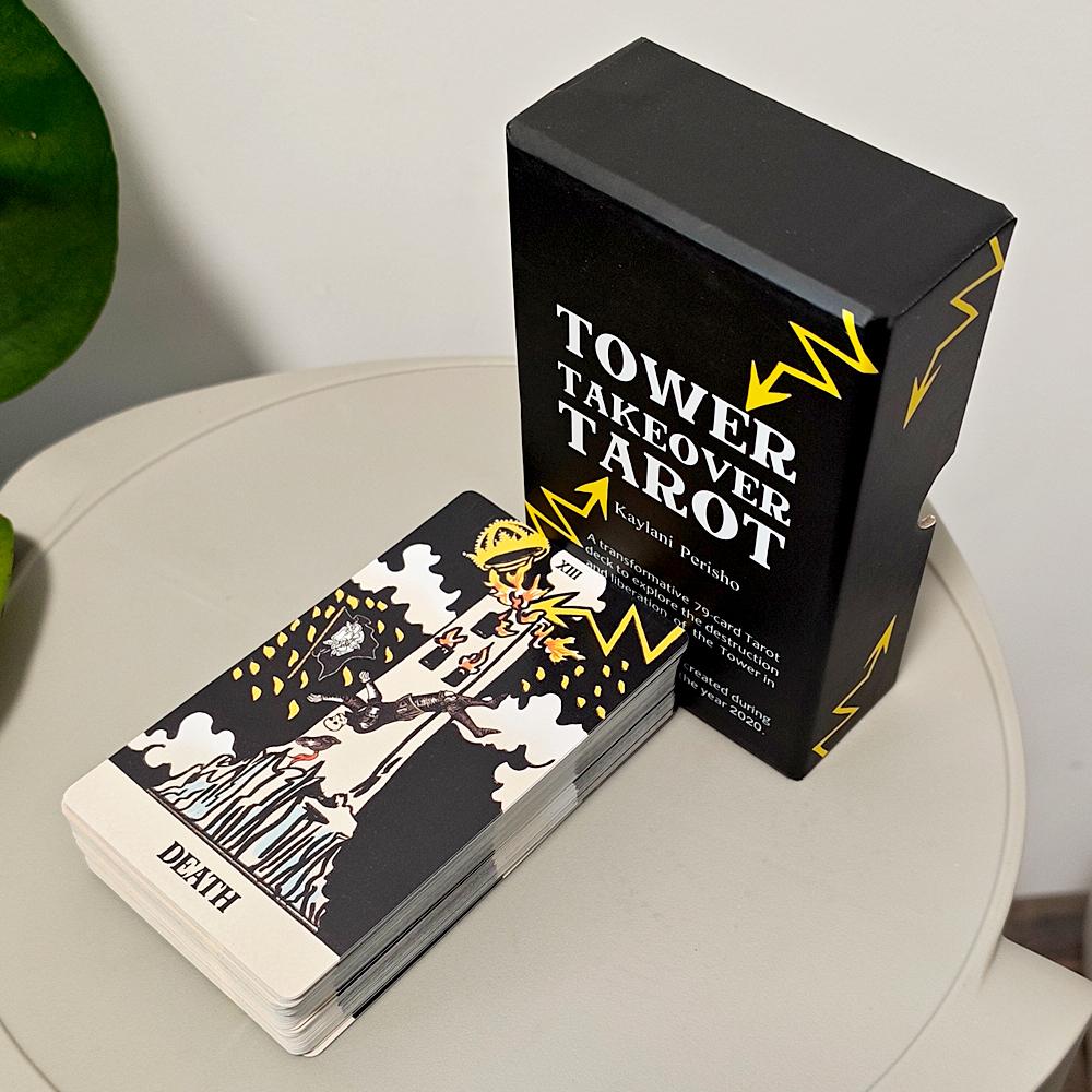 Tower Takeover Tarot Deck in Rigid Box 12*7cm, Unique 79-Card Tarot Set for Transformation & Liberation Double-embossed