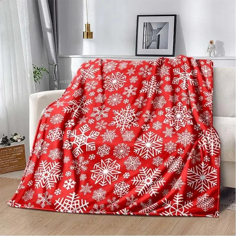 1pc Red Christmas Blanket Snowflake Print Warm Smooth Flannel Blanket for Living Room Bedroom New Year Christmas Gift Home Decor