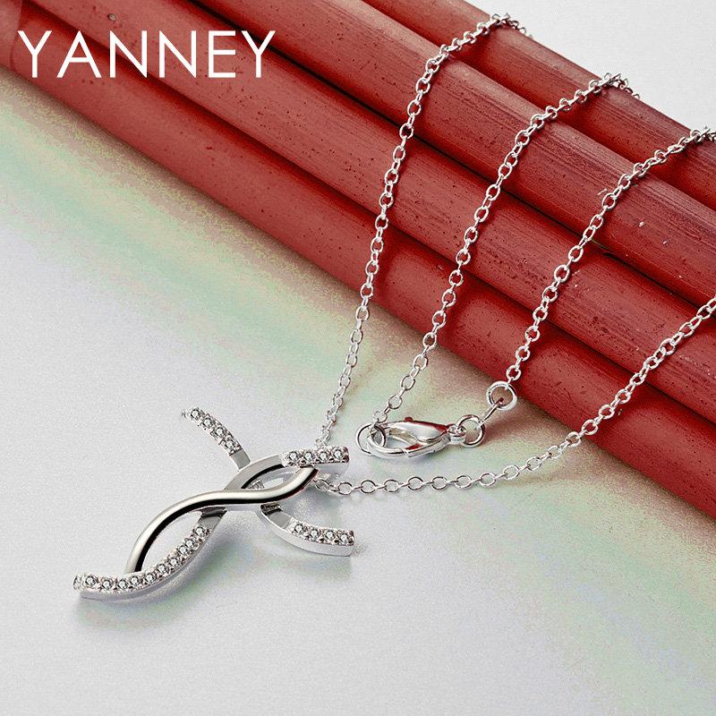 Elegant 925 Sterling Silver 16-30 Exquisite Butterfly Cross Pendant Women's Necklace Party Gift Accessories Wedding