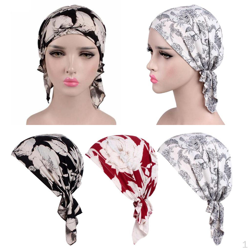 Women Muslim Turban Cancer Chemo Head Scarf Cover Hat 3pcs