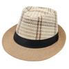 Vintage Strohhut Leinen Kühlender Hut Kurzer Schirm Karierter Schirmstreifen Gestreifte Bar Jazzhut Herren- Und Damenwestern Zylinder