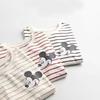 Summer Kids Pure Cotton T-shirt Loose Men's Girls' Short-Sleeved Shirt Stripes Half-Length Sleeve Thin Cartoon 90-Size 150