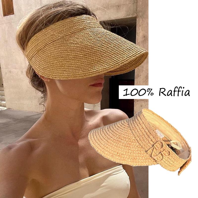 Freedom Outdoors Women's White 2026 New Summer Raffia Straw Empty Top Sun Visor Hat Foldable Letter Adjustable Sports Tennis Golf Headband Casual Beach Hat 56-58Cm