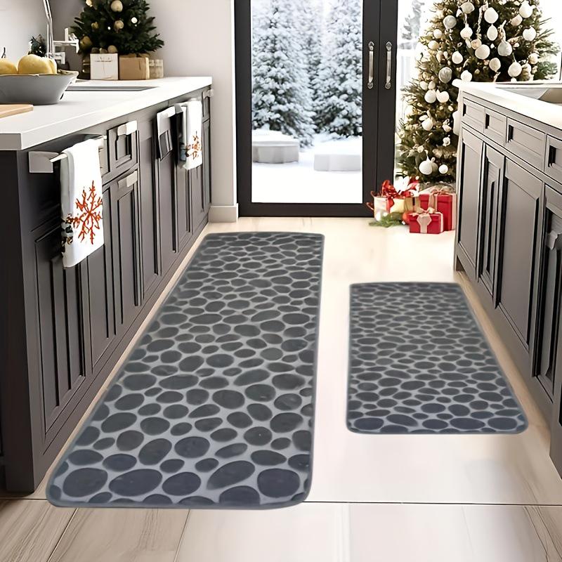 

Однотонный водопоглощающий коралловый флис кухонный коврик набор: Длинная полоса, грязеотталкивающий, простой в уходе, двухкомпонентный коврик для пола 40*60+40*120cm