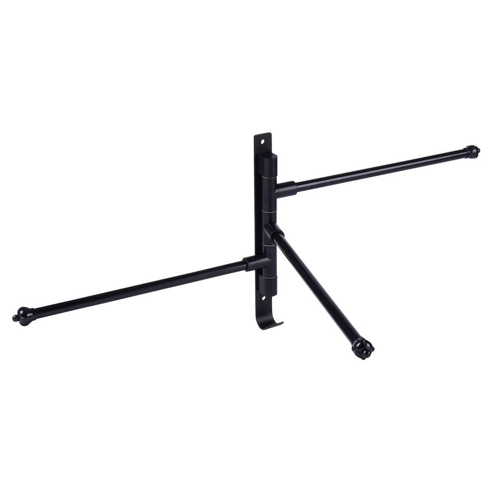 Bathroom Wall Towel Rack, Metal Black, Rotating Hook, 30cm