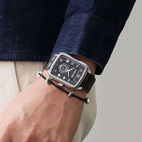MASTER WORKS Quadrangle MW10SB-GCBRO8 Men's Watch, Made In Japan, Quartz Movement, 33mm, Leather Strap, Square Shape, Black
