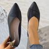 Women's Comfortable Solid Color Pointed Toe Low-cut Slip-on Flat Shoes, Suitable For Moms , Autumn, Pu Leather And Soft Bottom