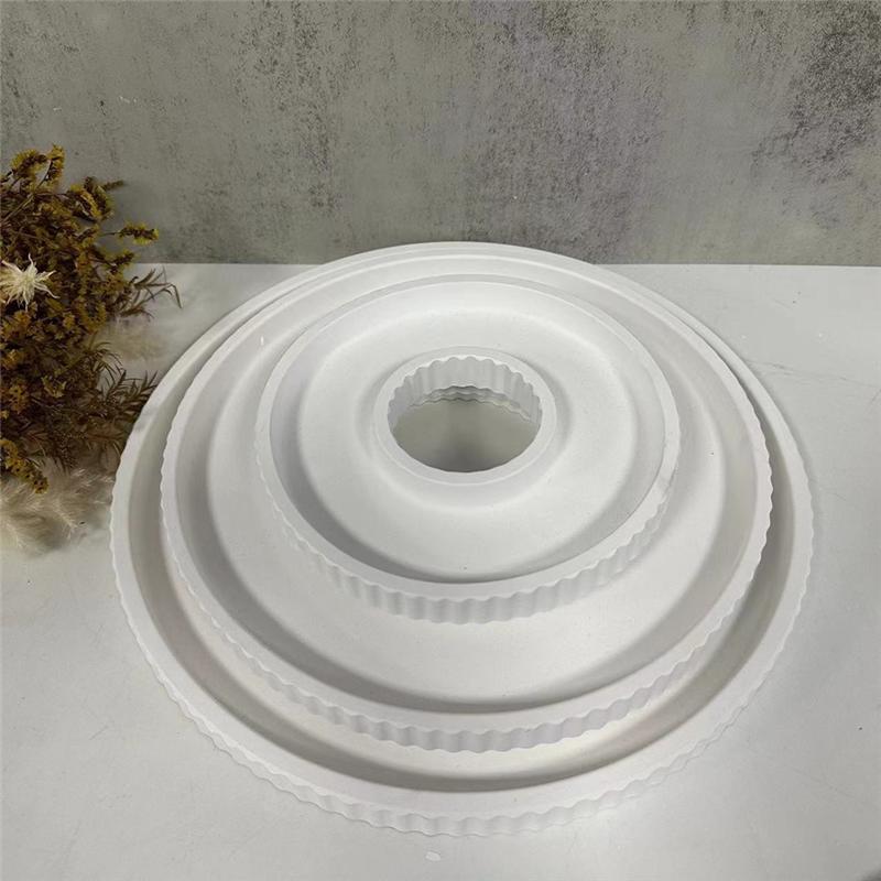 A20F-Silicone Molds Tray With Strips Design, Concrete Round Plate Silicone Casting Mould Tray, Decorative Tray Molds