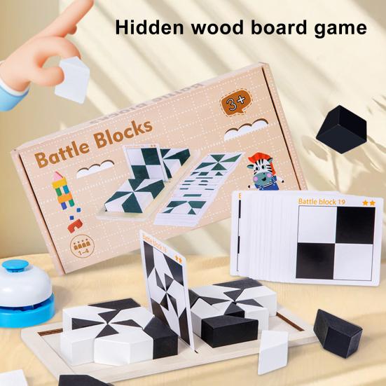 1 Set Verstecktes Puzzle Baustein Spielzeug Denksportaufgabe Schwarz Weiß Holzblock Brettspiel Kleinkinder Farbform Lernen Fokus Training STEM Pädagogisches