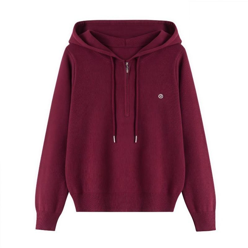 

Autumn and winter new drawstring hooded sweater women s loose and thin versatile small fresh knitted sweater top One size fits all [recommended 80-60kg]