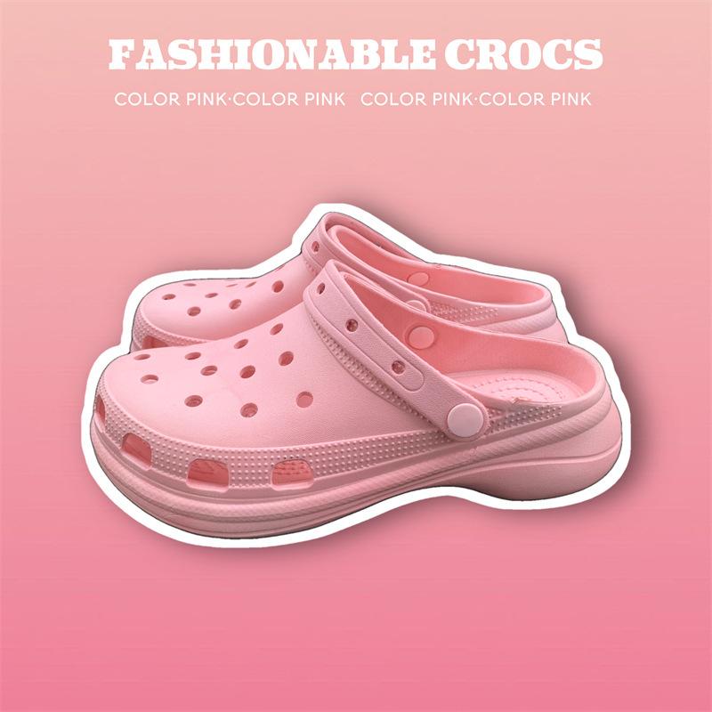 Thick-soled hole shoes women wear outside in summer muffin bottom bag head half drag non-slip fashion heightening beach cool slippers