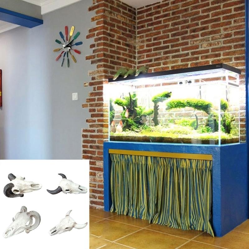 Delicate Skull Hallowed Cave Terrarium Hideouts Goat Head Shape Aquarium Decors