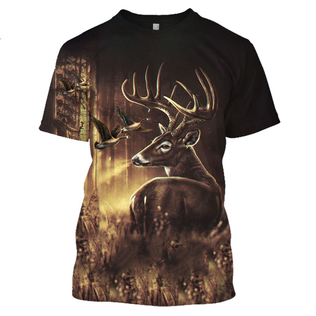 Sommer Casual Männer T-shirts Mode Streetwear Frauen Pullover Kurzarm Tops Camo Jagd Tiere Hirsche elch 3D T-shirt