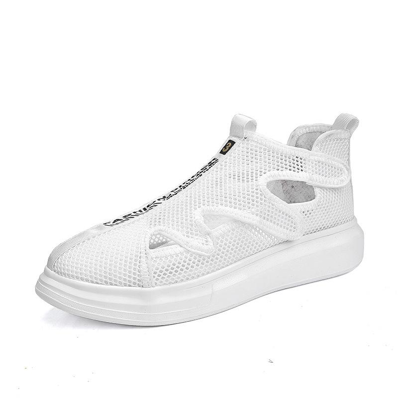 2025 summer new thin men's shoes ins trendy mesh open-toed breathable sandals soft-soled slippers little white shoes