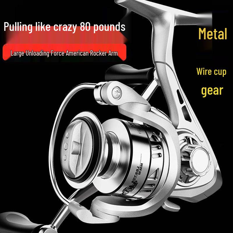 All-Metal Spinning Reel with Slanted Line Cup for Long-Cast Smooth Lure, Sea, and Rock Fishing.