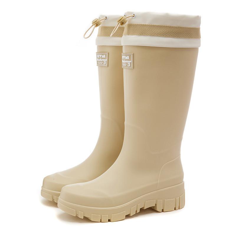 Korean Version Versatile Tall Rain Boots Women's Waterproof and Non-slip Water Boots Wear-resistant Outer Wear Rubber Shoes Kitchen Work Sleeve Women'