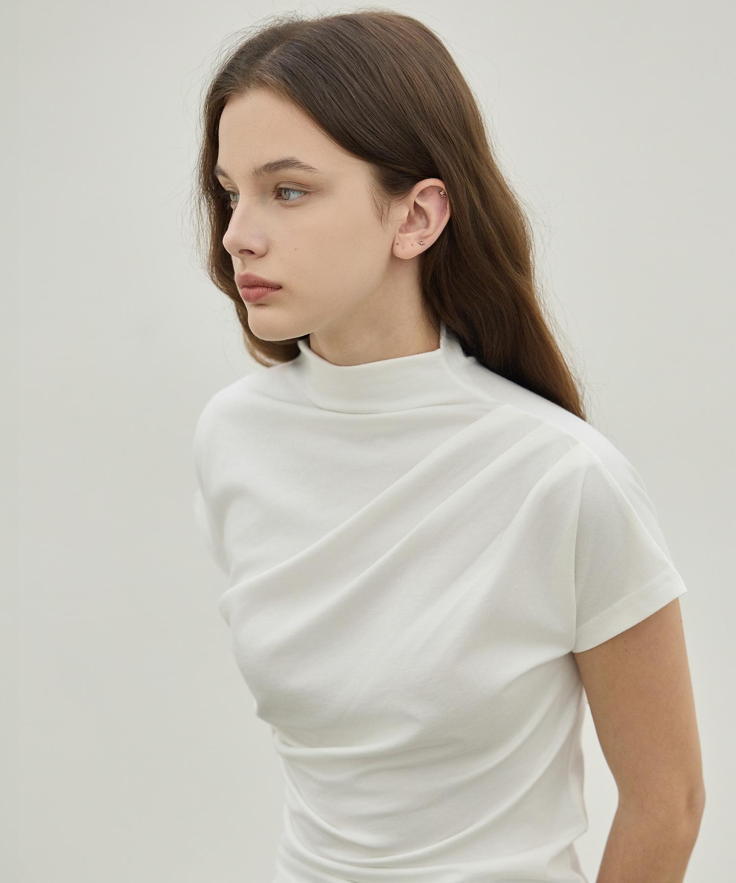 Eliotti Mock Neck Draped Ts_2Color White/Free
