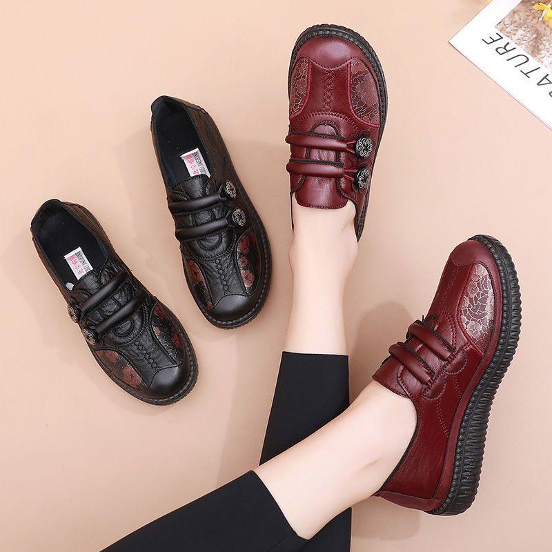 Spring and Autumn new cloth shoes women's single shoes middle-aged and elderly non-slip soft sole one pedal