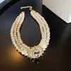 Artificial Pearl Crystal Diamond Necklace European and American Exaggerated Atmosphere Short Neck Choker Retro Internet Celebrity Necklace
