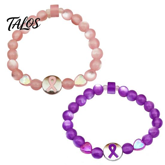 Delicate Beaded Jewelry for Charity Breast Cancer Awareness Bracelets, Ribbon Charm Beads Meaningful Commemorative Bracelet Elastic Bracelet,
