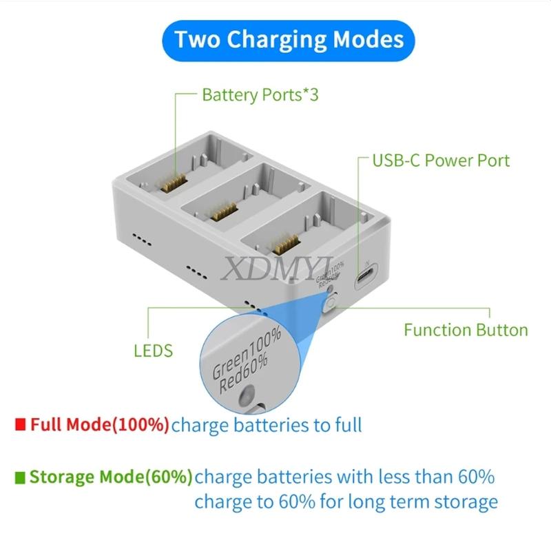 3-Way Battery Charger Manager For Mini 3/Mini 3 Pro Charging Hub Battery Charging Butler For DJI Mini 4 Pro Accessories