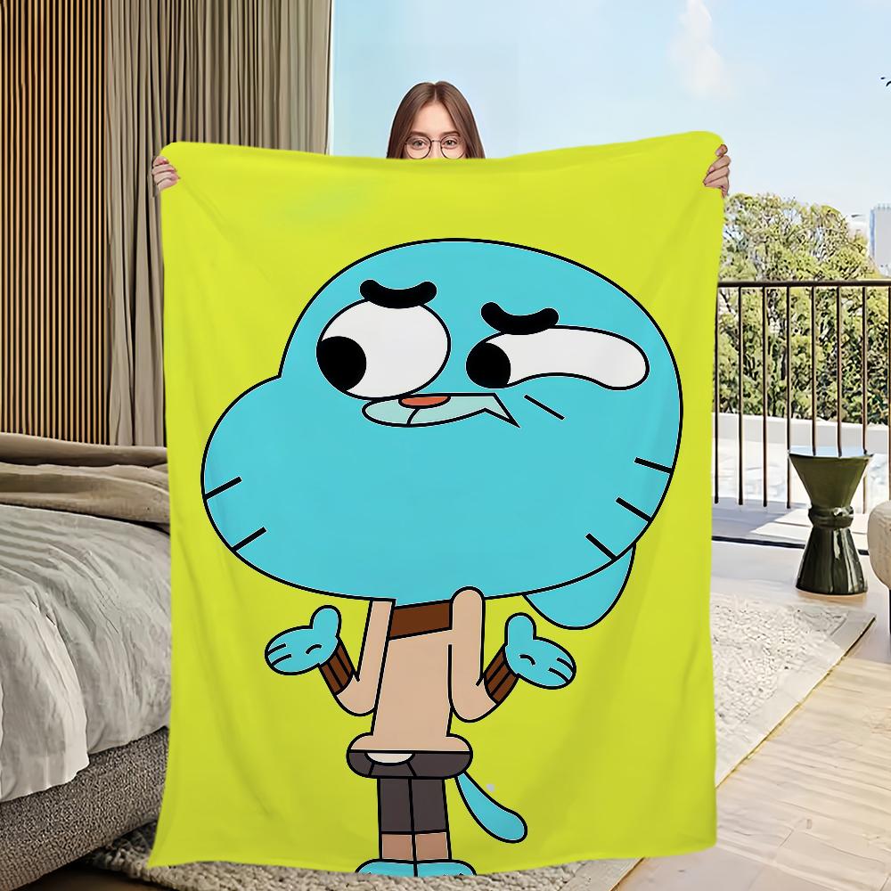 cartoon funny art Flannel warm soft plush blanket sofa living room hogar of G-gumball bedroom W-world travel gift home A-Amazing