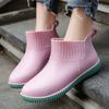 Japanese Rain Boots Women's Low-cut Waterproof Shoes Plus Velvet One-piece Non-slip Sole Work Rubber Shoes Fashion Rain Boots