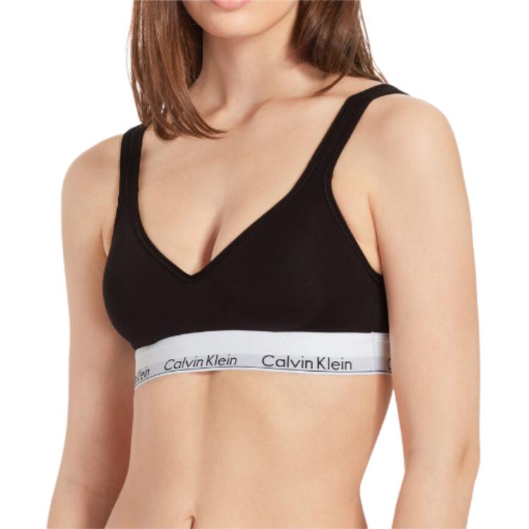 Calvin Klein Logo Print Non-Adjustable Strap Bra Women underwear Black QF5490-001