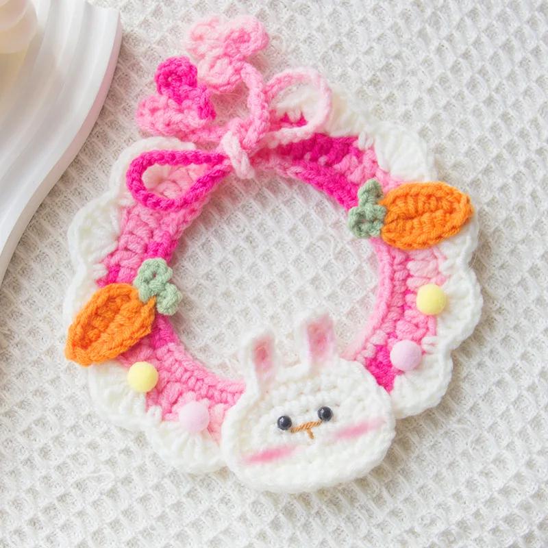 Hand-knitted Pet Collar Cat Decorative Collar Knitted Cute Dog Scarf Bib Saliva Towel Rabbit Decoration