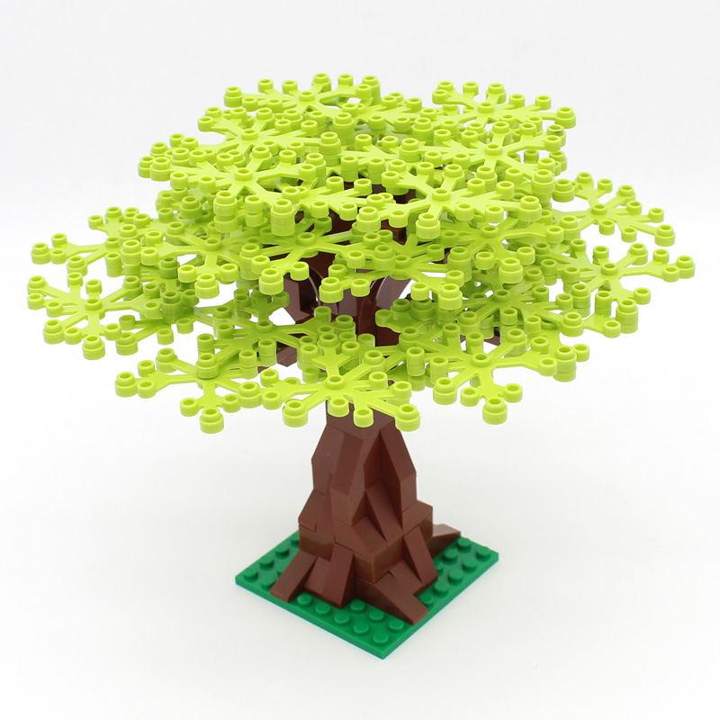 MOC Pflanzen- und Baumteile: Grünes Gras, Kiefern, Blattblumen & Stadtbausteine Zubehör - Bauklötze Set
