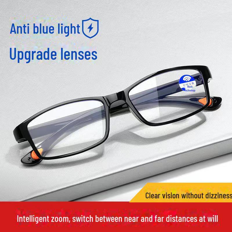 HD Anti-Blue Light Auto-Adjusting Zoom Reading Glasses - Black Tech Design