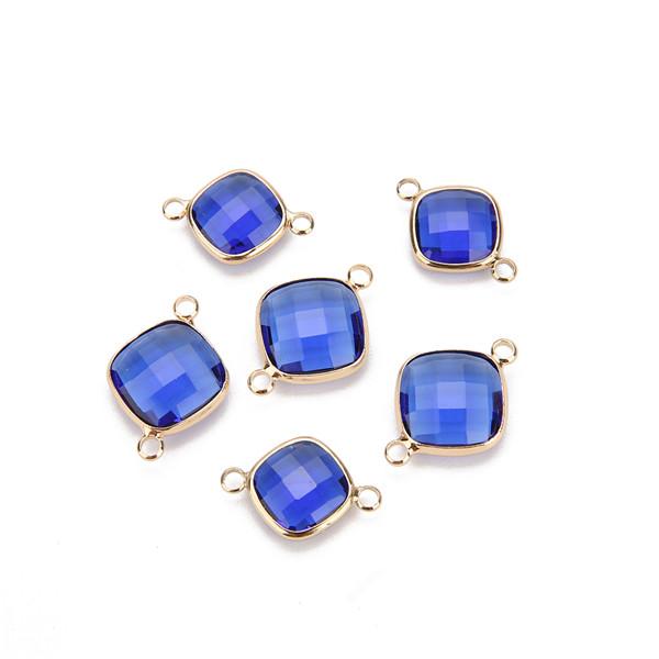 5pcs 11mm White Double Hole Glass Charms Pendants Connector for Chain Bracelets Necklace Women DIY Jewelry Making Findings