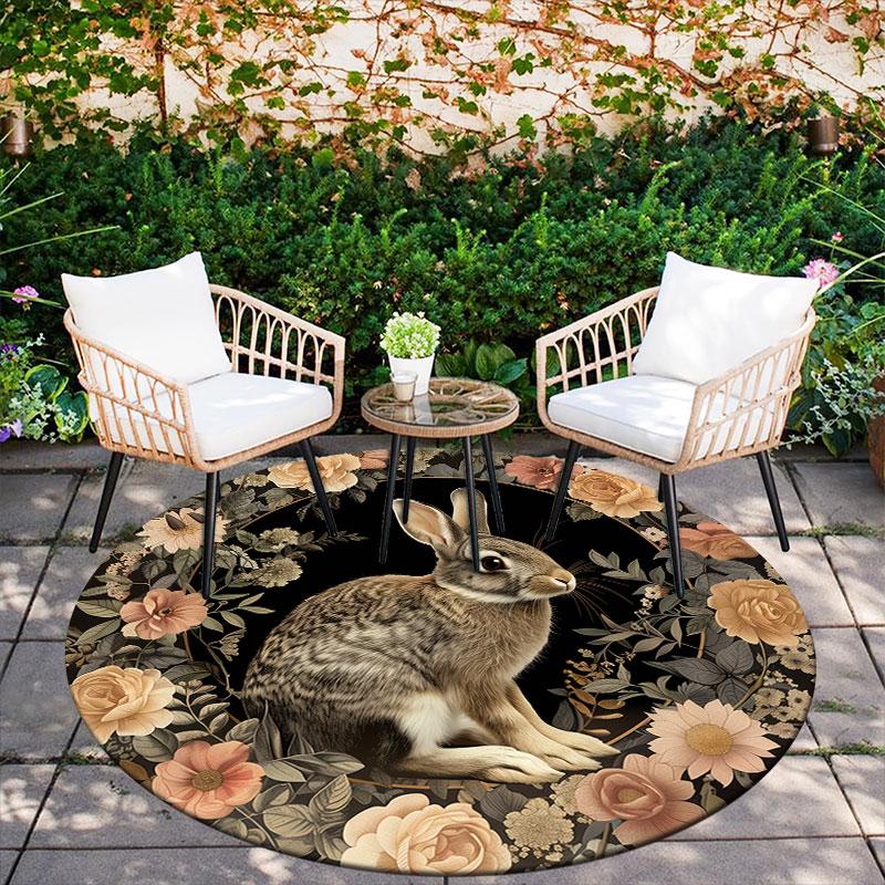 Pigs, Foxes, Rabbits & Llamas pattern round rug,Carpet Rug for Living Room Bedroom Playroom ,Non-slip Floor Mat,Holiday Gifts and Birthday Gifts.