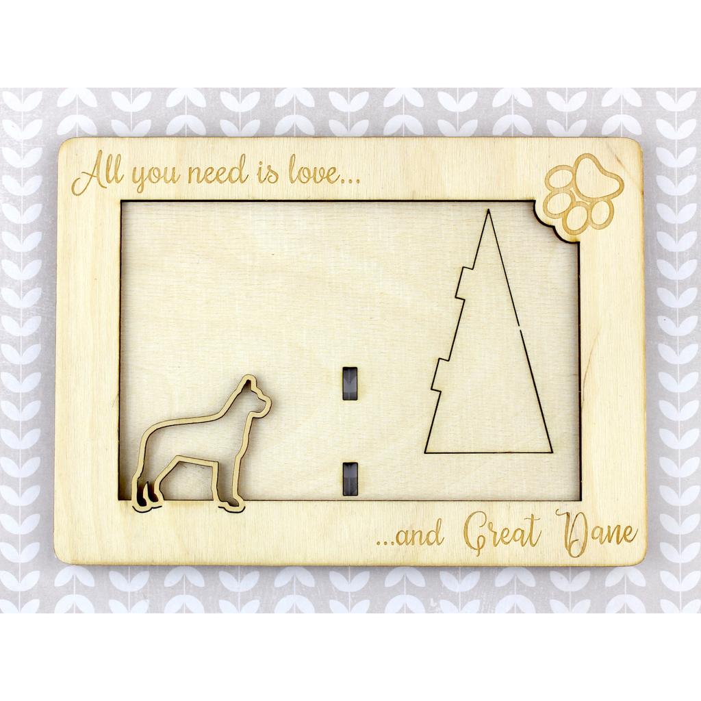 Great Dane I - Photo frame, engraved wooden frame, a lovely gadget for the dog lover by Art-Dog