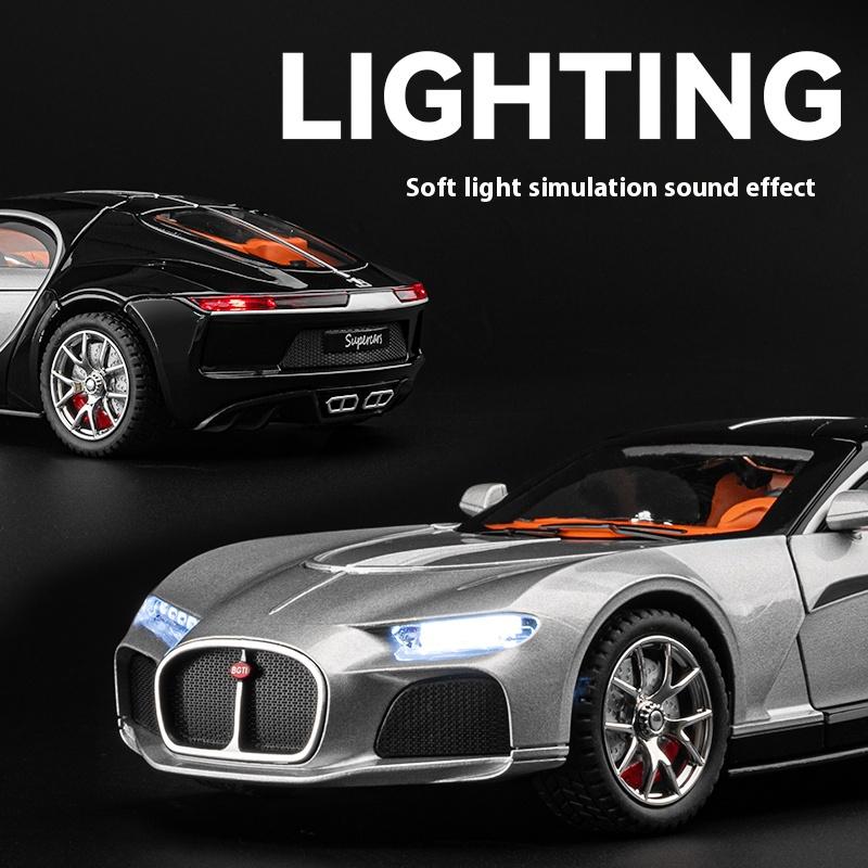 1/24 Bugatti Atlantic Luxus-Sportwagen Legierungsmodell, Simulierter Ton und Licht, Bemalte Innenausstattung, Restaurierte Details, Schreibtisch-Dekorationen