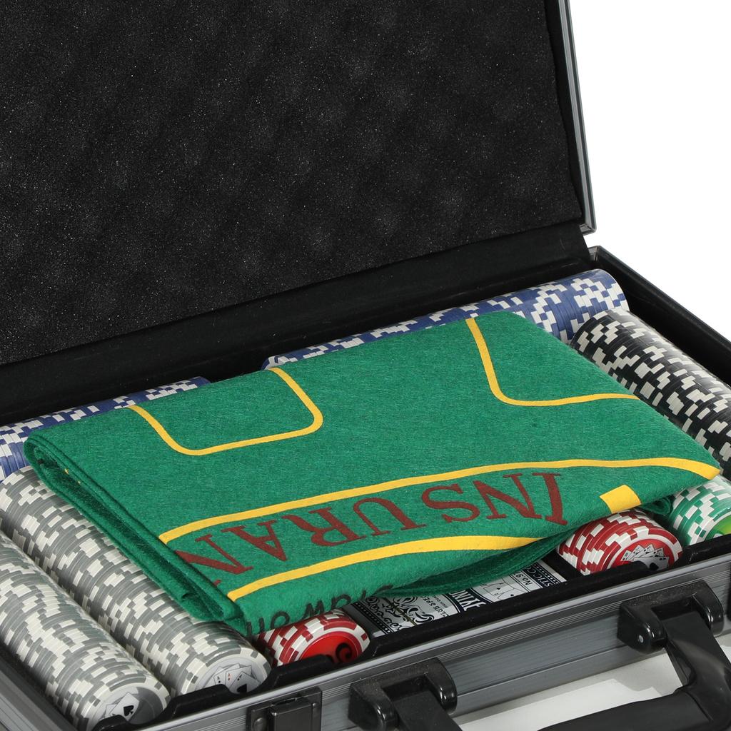 Set da Poker, Valigetta da Poker, 400 Fiches, 2 Mazzi di Carte, 5 Dadi, Pulsante Dealer, Tappetino