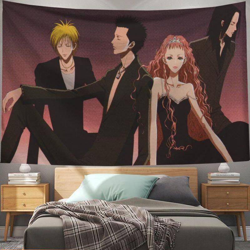 Anime Couple Tapestry Wall Hanging Pastel Hair Romantic Manga Illustration Aesthetic Wall Art Indie Dorm Decor
