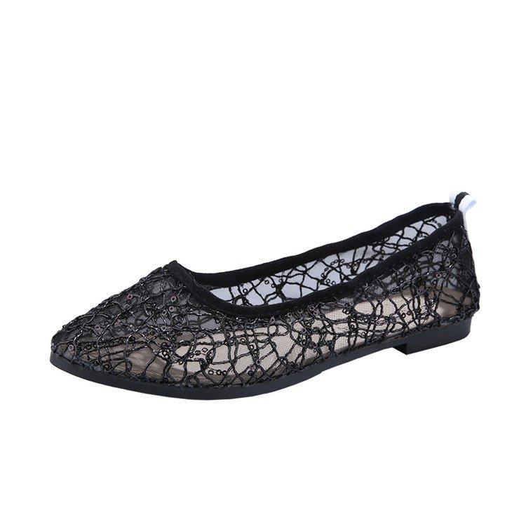 Lace Sequin Flats Women Shoes Pointed Toe Slip On Breath Lace Wedding Bridal Evening Party Womens Flat Ladies Shoes Pointed