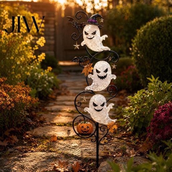 Metal Ghost Stakes for Garden Halloween Stake LED Light, Waterproof Ground Decor Lamp, Outdoor Yard Lawn Path Decoration Holiday Glowing Art