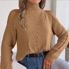 GMXIA Women's Fashion  Autumn Winter Solid Color Long Sleeve High Neck Loose Casual Off-the-shoulder Cut-out Knit Pullover Sweater