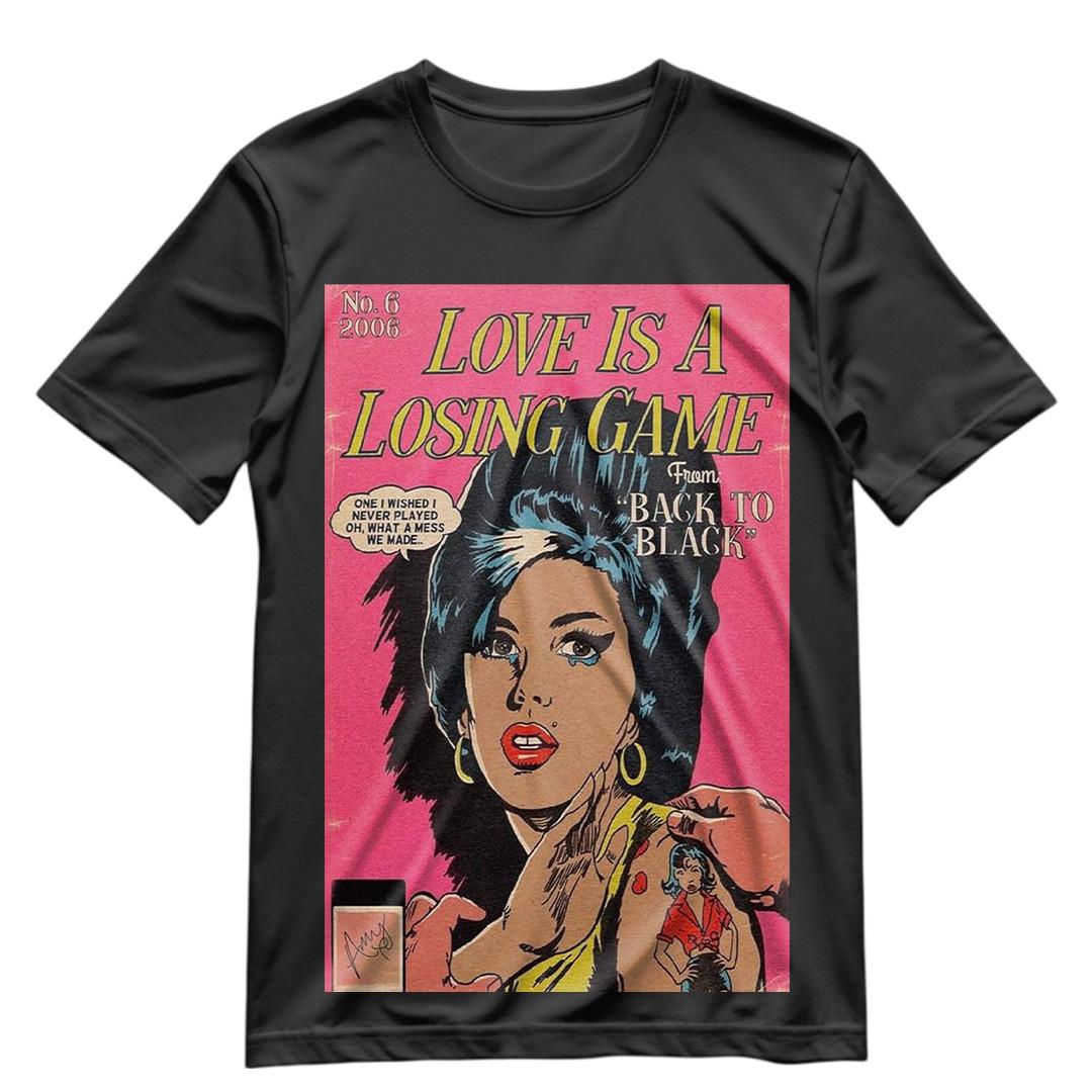 Футболка Amy Winehouse Love Is A Losing Game Рубашка 90-х S-XXXL Графическая футболка Ретро S