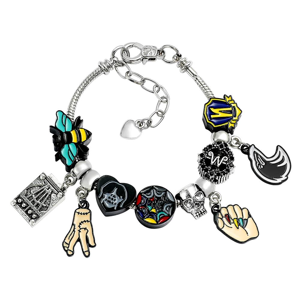 

Wednesday Addams Bracelet Rainbow Window Beads Bracelets Pet Hand Thing Pendant Bangle Gothic Jewelry for Women Accessories Gift