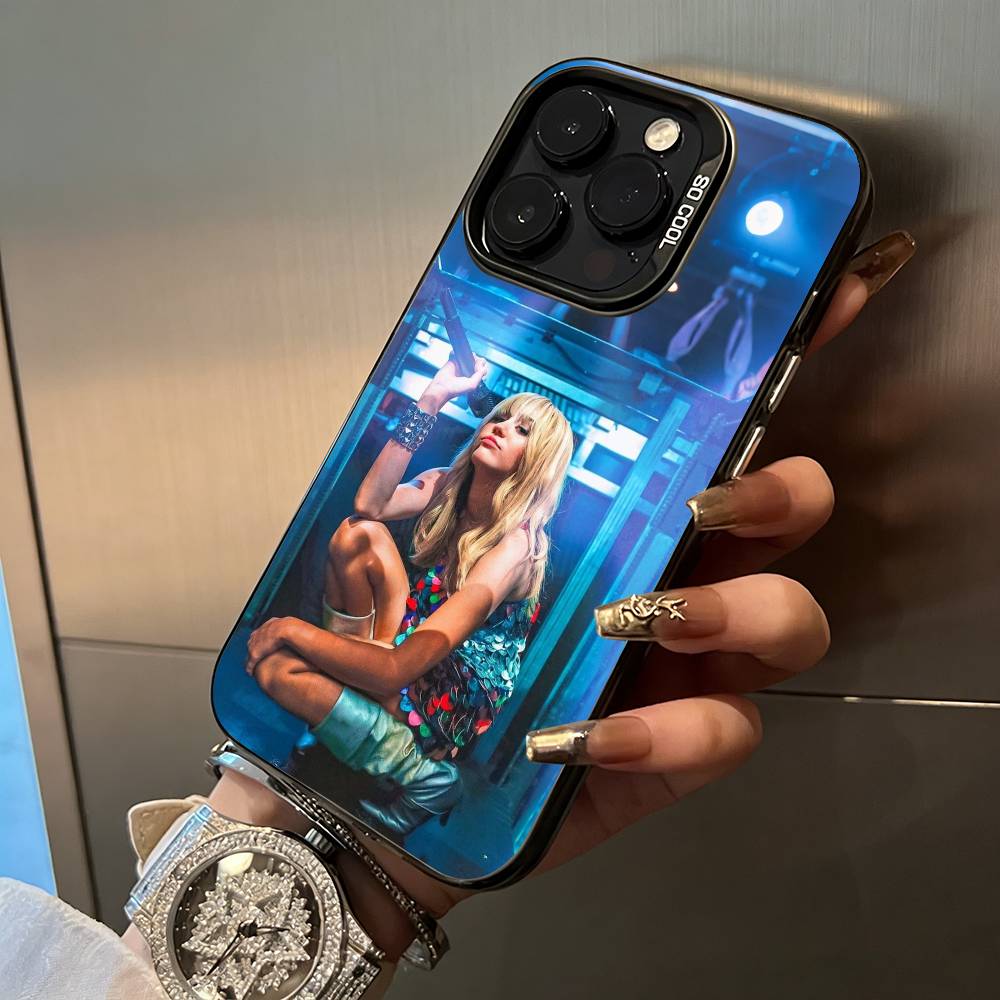 H-Hannah-M- Montana For iPhone 17 16 15 14 13 12 11 Pro Max XS  17 Air Silicone Colored Silver Bumper Cover