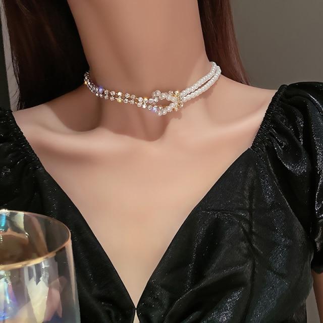 Elegant Big White Imitation Pearl Choker Necklace Clavicle Chain Fashion Necklace For Women Wedding Jewelry Collar  New